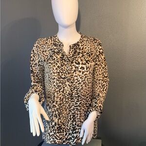 a.n.a Animal Print Blouse - Black and Tan
